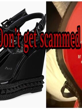 Christian Louboutin Black Patent Wedge Sandals with Red Sole